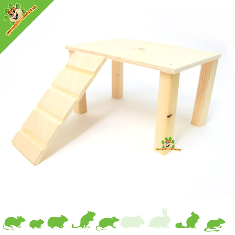 Drewniana platforma z drabinkami 28 cm dla małych gryzoni Nowość