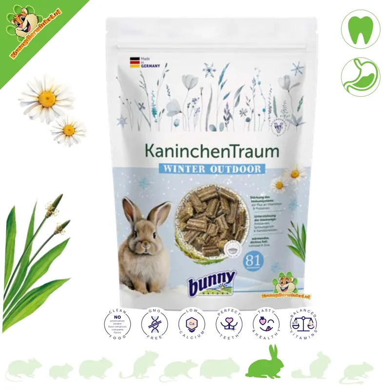 KonijnenDroom Winter Pokarm dla królików outdoorowych 1,5 kg – dla królików przebywających na zewnątrz w okresie zimowym Okazja
