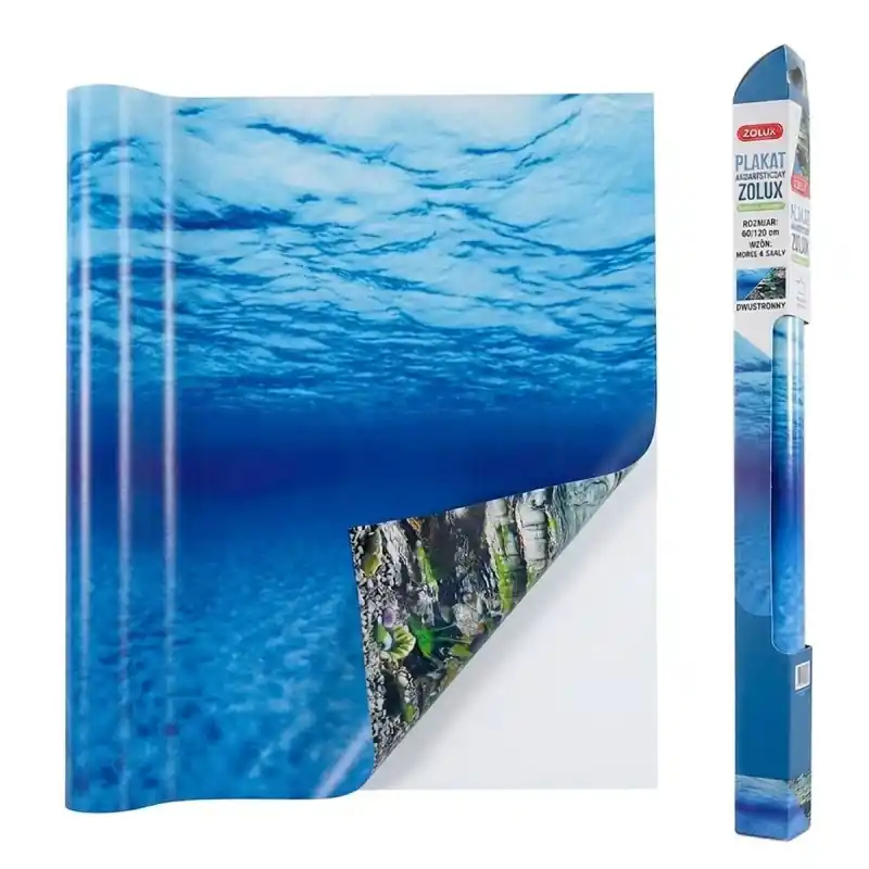 Bestseller Tło do akwarium dwustronne Woda / Podwodna skała 60x120 cm ZOLUX