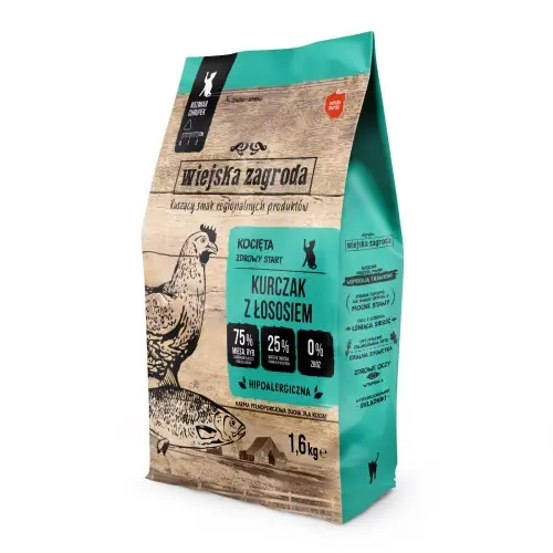 Do wyczerpania zapasów WIEJSKA ZAGRODA Kurczak z 艂ososiem dla koci膮t 1,6kg
