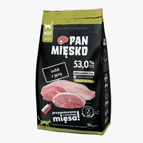 Premium Pan Mi臋sko karma sucha dla kota Indyk z G臋si膮 S 10kg
