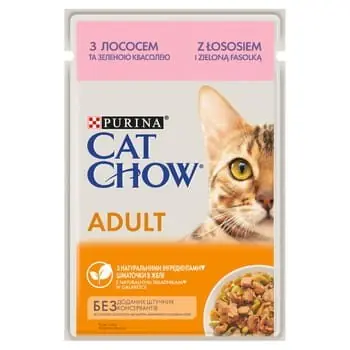 Purina Cat Chow Adult z 艂ososiem i zielon膮 fasolk膮 w galaretce 85 g Bezpieczne zakupy