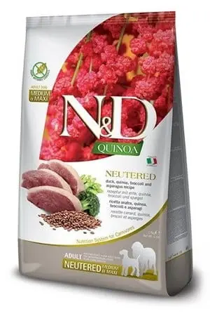Ostatnie sztuki FARMINA N&D QUINOA NEUTERED Adult Medium & Maxi Duck , Quinoa, Broccoli 12kg