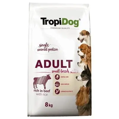 Cena promocyjna TROPIDOG Adult Small Wo艂owina 8kg