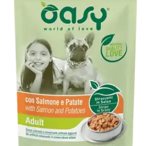 Darmowy zwrot OASY STRIPS IN GRAVY Adult with Salmon and Potatoes 100g