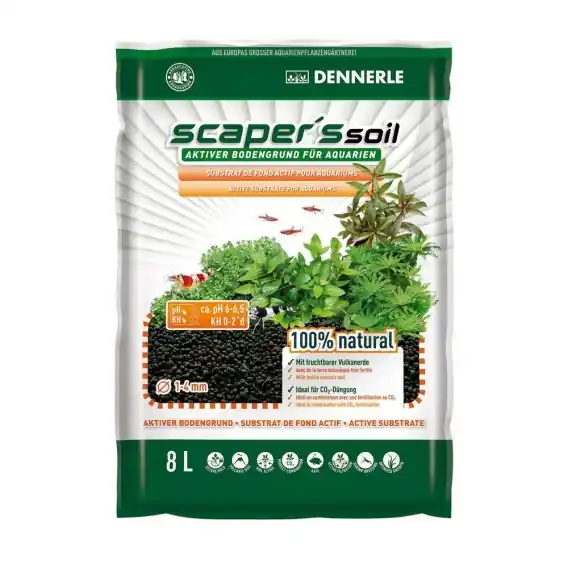 Zniżka DENNERLE Aktywne podłoże do akwariów słodkowodnych Scaper‘s Soil 1-4 mm, 8l (4581)