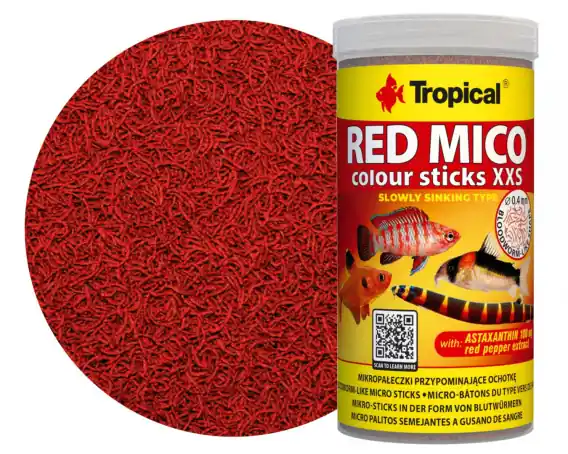 Wysoka jakość Tropical Red Mico Colour Sticks XXS 250ml 125g pałeczki tonące, jak ochotka