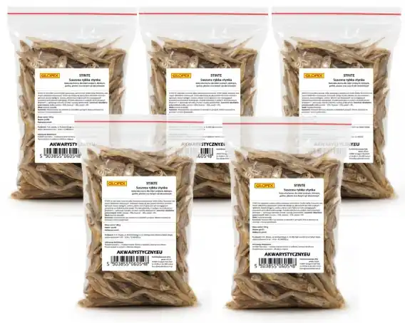 Wybór klientów Glopex STINTE Suszona Rybka Stynka 5x200g – pokarm dla dużych ryb i żółwi