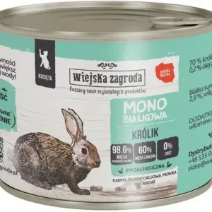Bezpieczna płatność Wiejska Zagroda Karma mokra dla kota Monoproteinowa Kr贸lik (kociak) 200g