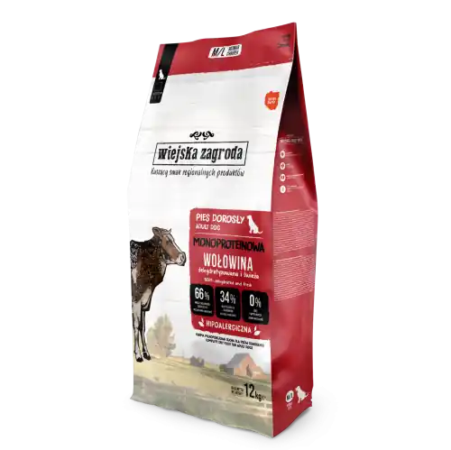 Wiejska Zagroda Monoproteinowa Wo艂owina M/L 12kg Nowy