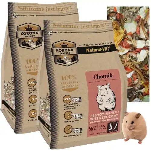 Korona Natury Natural-Vit karma pe艂noporcjowa dla chomika z zio艂ami 2x1,6kg Taniej