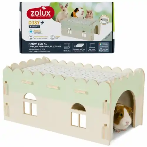 Zolux Cosy domek drewniany dla kr贸lika kawii myszoskoczka zielony XXL Okazja