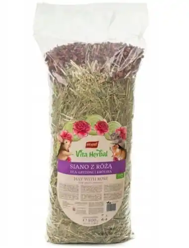 Niska cena Vita Herbal siano z p艂atkami r贸偶y dla kr贸lika 艣winki i gryzoni 800 g