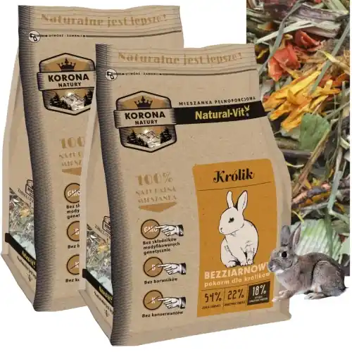 Bezpieczne zakupy Korona Natury Natural-Vit karma dla kr贸lika bez ziaren trawy zio艂a 2x1,6 kg