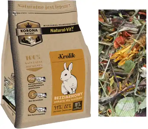 Popularny Korona Natury Natural-Vit karma pe艂noporcjowa dla kr贸lika bez ziaren 1,6 kg