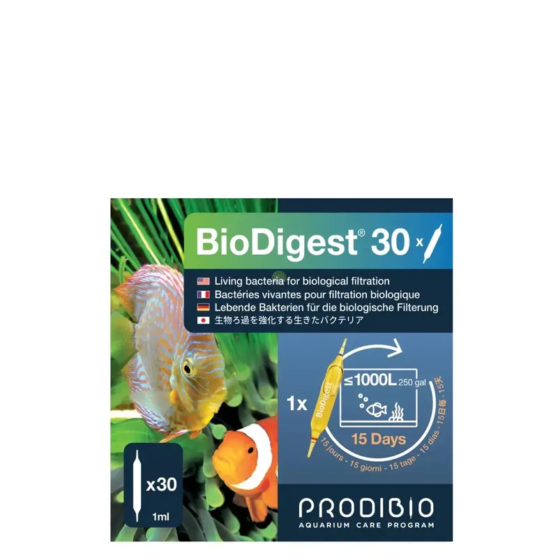 PRODIBIO Biodigest 30 ampułek filtracja biologiczna woda słodka i morska Łatwy zwrot