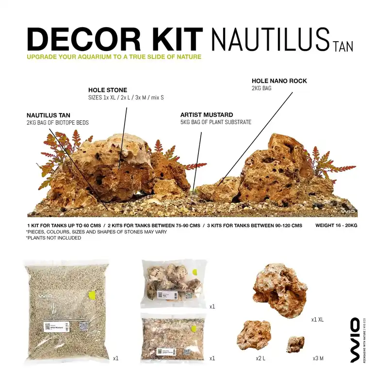Wio Nautilus Tan River Kit [20-25kg]zestaw do gotowej aranżacji akwarium Ostatnie sztuki