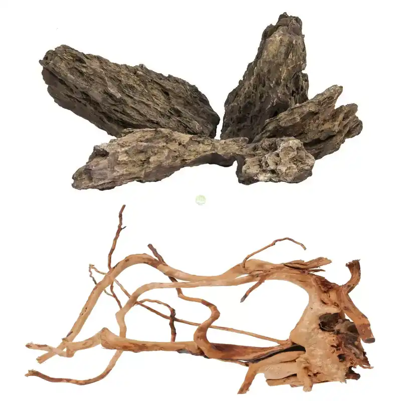 Cena promocyjna Zestaw korzeni Spider Wood i kamieni Dragon Stone (2 szt+16kg)do akwarium 80cm