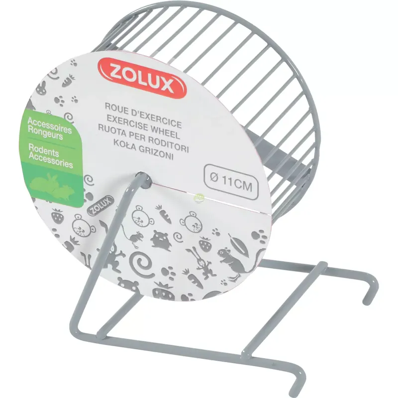 ZOLUX Kołowrotek metalowy dla gryzonia 11cm kol. szary Łatwy zwrot