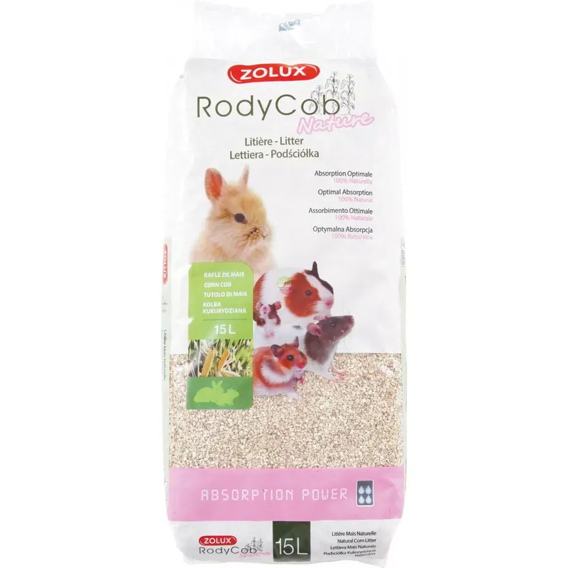 Szybka wysyłka ZOLUX Ściółka dla królika i małych ssaków roślinna RodyCob NATURE 15l