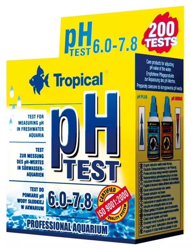 Łatwy zwrot TROPICAL TEST pH 6.0-7.8 - kropelkowy test akwarystyczny. Woda słodka.