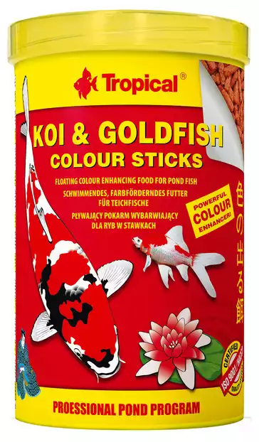 Szybka wysyłka TROPICAL KOI & GOLDFISH COLOUR STICKS - pływający pokarm wybarwiający dla ryb w stawkach