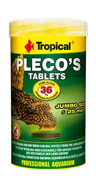 TROPICAL PLECO‘S TABIN - pokarm ze spiruliną i dodatkiem drewna dębowego dla dużych zbrojników Wysoka jakość