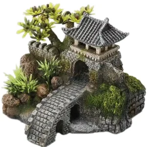 AQUA DELLA Gate Bridge with Plants (234-411933) - Brama Domek azjatycki Dekoracja do akwarium Bestseller