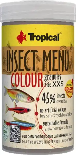 Oferta czasowa TROPICAL Insect Menu Colour Granules XXS 250ml/160g (64044) - Pokarm wybarwiający na bazie owadów 45%
