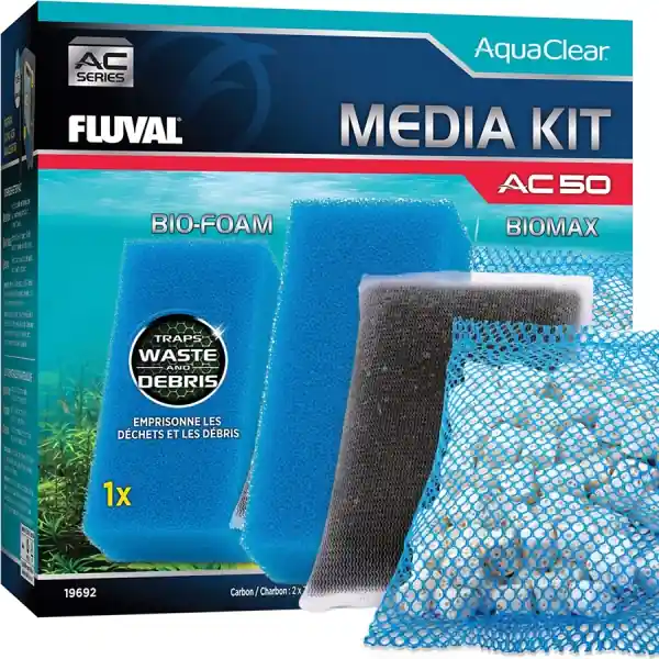 FLUVAL Media Kit AC50 (19692) - Zestaw Gąbka Węgiel aktywny Ceramika do Filtra Łatwy zwrot