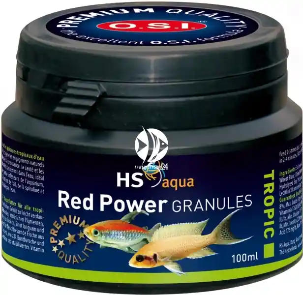 O.S.I. Red Power Granules 100ml (45g) (0030150) - Wolno tonący pokarm wybarwiający kolor dla ryb morskich i słodkowodnych Dostępne od ręki