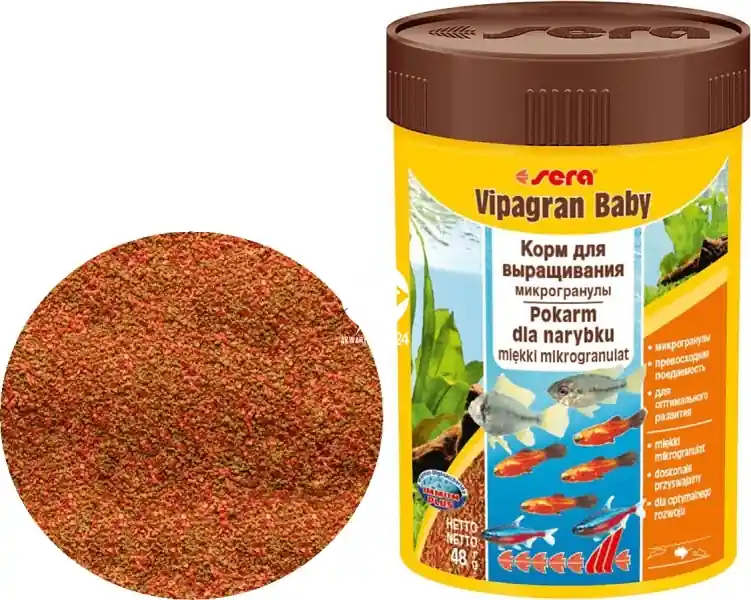 Ostatnie sztuki SERA Vipagran BABY 100ml (00705) - Pływający pokarm podstawowy w granulacie dla ryb akwariowych wysokiej jakości