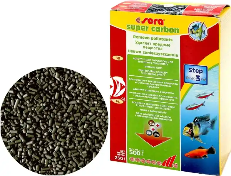 SERA Super Carbon 250g (08400) - Wkład do filtra w akwarium usuwający zanieczyszczenia Oferta limitowana