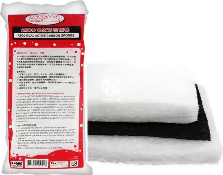 Bezpieczne zakupy AZOO Dual Active Carbon Sponge (AZ16021) - Mechaniczno-chemiczny wkład (wata) do filtra w akwarium wykonany z włókniny
