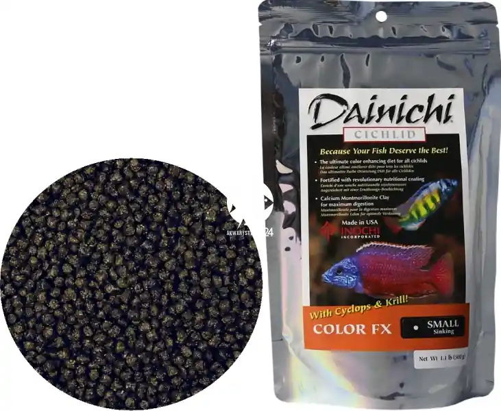 Tani DAINICHI (Termin 01.2022) Cichlid Color FX Sinking 500g small - Pokarm dla pielęgnic wzbogacony w 7 składników wybarwiających najwyższej jakości