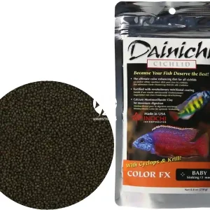 DAINICHI (Termin 01.2022) Cichlid Color FX Sinking 250g baby - Pokarm dla pielęgnic wzbogacony w 7 składników wybarwiających najwyższej jakości Nowy