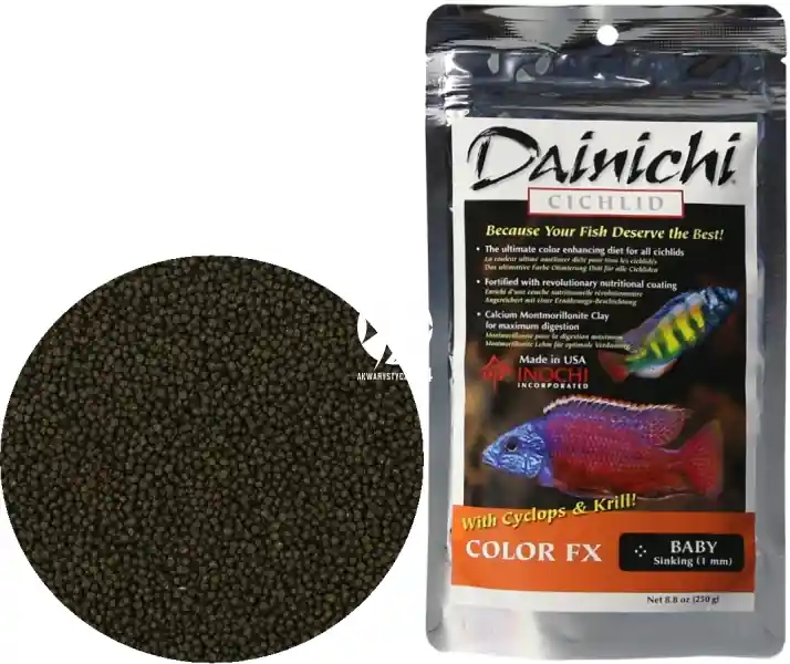 DAINICHI (Termin 01.2022) Cichlid Color FX Sinking 250g baby - Pokarm dla pielęgnic wzbogacony w 7 składników wybarwiających najwyższej jakości Nowy