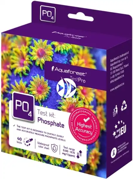 Tylko dziś AQUAFOREST (Termin 08.2025) TestPro PO4 (110005) - Test przeznaczony do szybkiego pomiaru stężenia fosforanów w akwarium morskim.