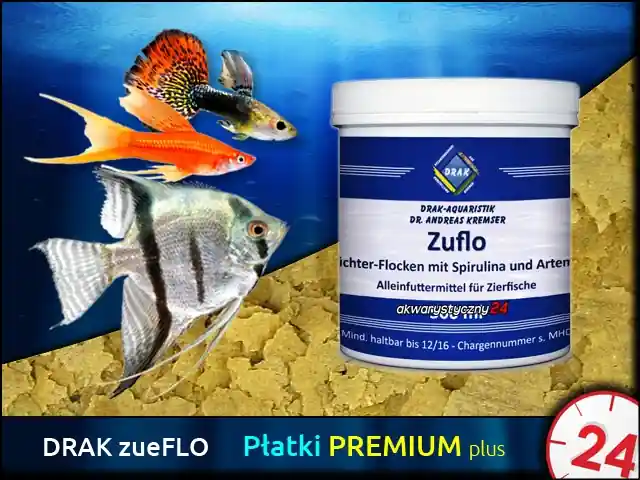 Dostępne od ręki DRAK-aquaristik zueFLO, Puszka 150ml - Specjalny pokarm w formie płatków wzrostu ze spiruliną i artemią dla ryb tropikalnych