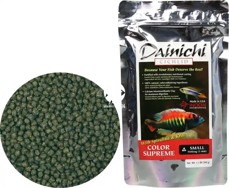 Łatwy zwrot DAINICHI Cichlid Color Supreme Sinking 500g small (12313) - Pokarm super premium silnie wybarwiający dla pielęgnic mięsożernych i wszystkożernych
