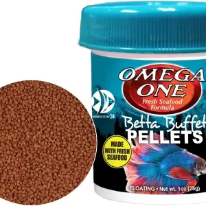 OMEGA ONE Betta Pellets 28g (02371) - Pływający pokarm granulowany dla bojowników Do wyczerpania zapasów