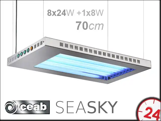 CEAB SeaSky T5 8x24W+1x8W 70cm - Belka oświetleniowa z oświetleniem nocnym do akwarium morskiego i słodkowodnego. Dostępne od ręki