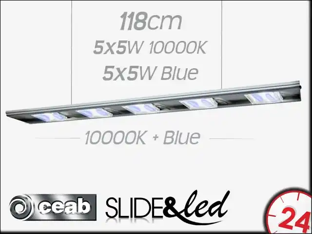 CEAB SLIDE&Led 10000K+Blue 5X5W+5X5W 118cm (SLMD120) - Energooszczędne, modułowe oświetlenie Led do akwarium morskiego i słodkowodnego. Ostatnia szansa