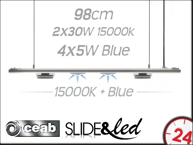 CEAB SLIDE&Led SLX100MB 2x30W+4x5W 15000K+Blue 98cm (SLX100MB) - Energooszczędne, modułowe oświetlenie Led do akwarium rafowego. Szybka wysyłka
