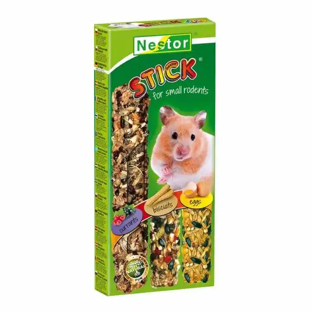 Wyjątkowa oferta Nestor kolby 3w1 dla małych gryzoni z porzeczką, biszkoptem i jajami