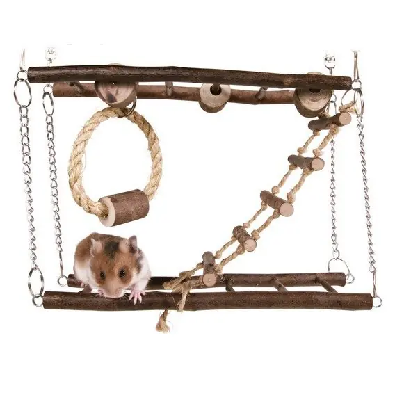 Trixie Natural Living Hängebrücke drewniana zabawka dla gryzoni 27 × 17 × 7 cm Szybka dostawa