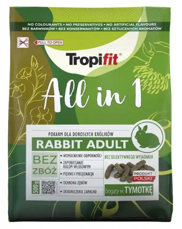 Do wyczerpania zapasów Tropifit All in 1 Rabbit Adult karma dla dorosłych królików 500g